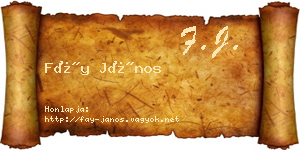 Fáy János névjegykártya